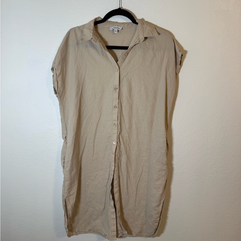 Tan Button-Up Mini Dress